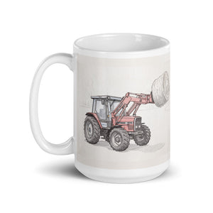Massey Ferguson 3070 Autotronic Pencil Sketch | White Glossy Mug - view 3