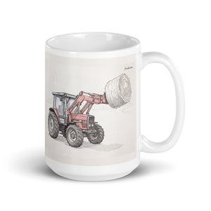 Massey Ferguson 3070 Autotronic Pencil Sketch | White Glossy Mug
