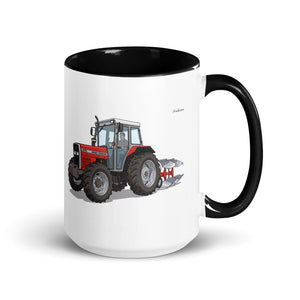 Massey Ferguson 375 Illustration | 15 oz Mug with Color Inside - Black