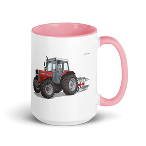 Massey Ferguson 375 Illustration | 15 oz Mug with Color Inside - Pink