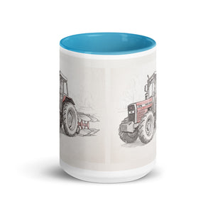 Massey Ferguson 375 Pencil Sketch | 15 oz Mug with Color Inside - side view
