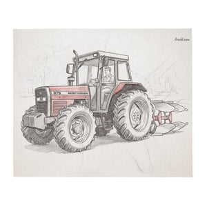 Massey Ferguson 375 Pencil Sketch | Throw Blanket
