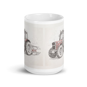 Massey Ferguson 375 Pencil Sketch | White Glossy Mug - view 2