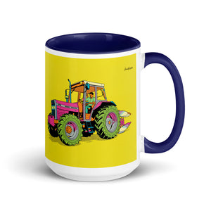 Massey Ferguson 375 Pop Art | 15 oz Mug with Color Inside - Dark Blue