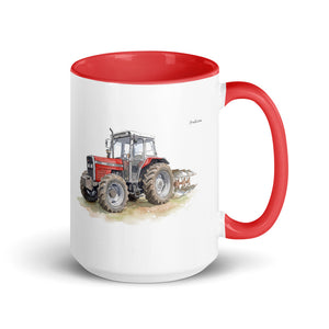 Massey Ferguson 375 Watercolor | 15 oz Mug with Color Inside - Red