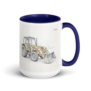Massey Ferguson 50E Pencil Sketch | 15 oz Mug with Color Inside - Dark Blue