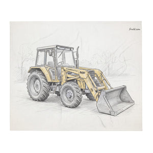 Massey Ferguson 50E Pencil Sketch | Throw Blanket