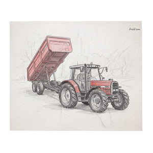 Massey Ferguson 6180 Pencil Sketch | Throw Blanket