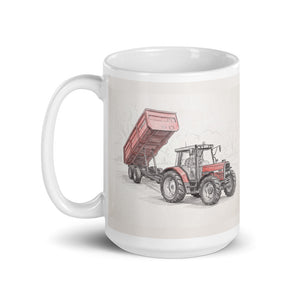 Massey Ferguson 6180 Pencil Sketch | White Glossy Mug - view 3