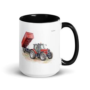 Massey Ferguson 6180 Watercolor | 15 oz Mug with Color Inside - Black
