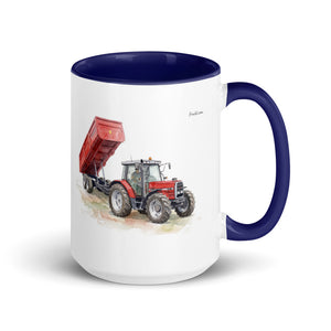 Massey Ferguson 6180 Watercolor | 15 oz Mug with Color Inside - Dark Blue