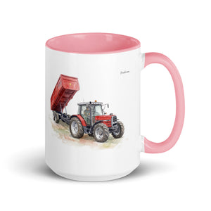 Massey Ferguson 6180 Watercolor | 15 oz Mug with Color Inside - Pink