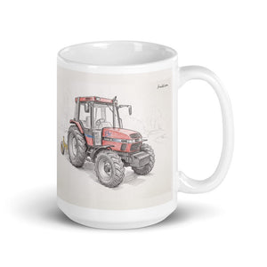 Furrow & Fields 11 oz Case IH 4240 XL Pro Pencil Sketch | White Glossy Mug Quality Farmers Merch