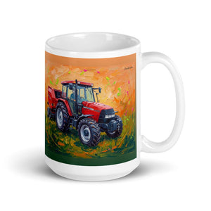 Furrow & Fields 11 oz Case IH Maxxum MXM130 Splash Art | White Glossy Mug Quality Farmers Merch