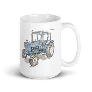 Furrow & Fields 11 oz Ford 4600 Pencil Sketch (Side) | White Glossy Mug Quality Farmers Merch