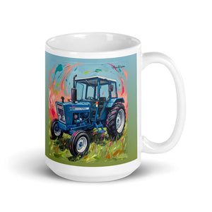 Furrow & Fields 11 oz Ford 4600 Splash Art (Sky) | White Glossy Mug Quality Farmers Merch