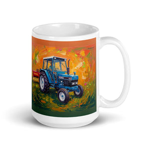 Furrow & Fields 11 oz Ford 6640 SLE Splash Art | White Glossy Mug Quality Farmers Merch