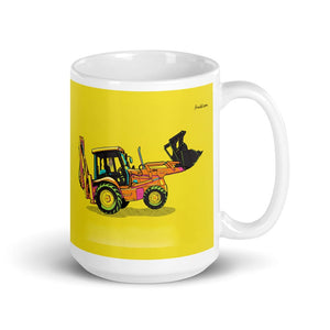 Furrow & Fields 11 oz JCB 3CX Sitemaster SRS Pop Art | White Glossy Mug Quality Farmers Merch