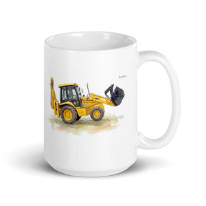 Furrow & Fields 11 oz JCB 3CX Sitemaster SRS Watercolor | White Glossy Mug Quality Farmers Merch