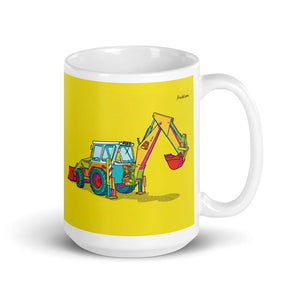 Furrow & Fields 11 oz JCB 4D II Pop Art | White Glossy Mug Quality Farmers Merch