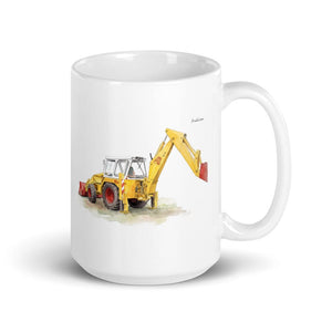 Furrow & Fields 11 oz JCB 4D II Watercolor | White Glossy Mug Quality Farmers Merch