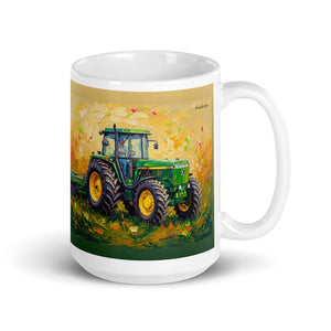 Furrow & Fields 11 oz John Deere 4955 Splash Art | White Glossy Mug Quality Farmers Merch