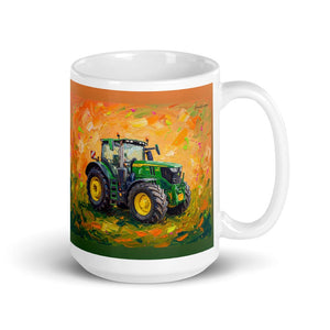Furrow & Fields 11 oz John Deere 6R 250 Splash Art | White Glossy Mug Quality Farmers Merch