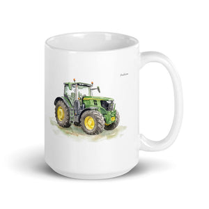 Furrow & Fields 11 oz John Deere 6R 250 Watercolor | White Glossy Mug Quality Farmers Merch