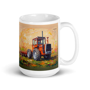 Furrow & Fields 11 oz Massey Ferguson 1200 Splash Art | White Glossy Mug Quality Farmers Merch