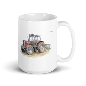 Furrow & Fields 11 oz Massey Ferguson 375 Watercolor | White Glossy Mug Quality Farmers Merch