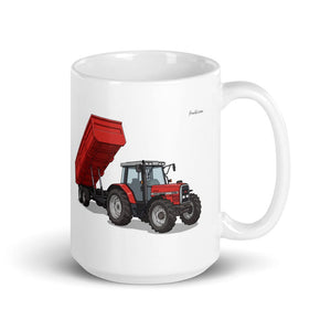 Furrow & Fields 11 oz Massey Ferguson 6180 Illustration | White Glossy Mug Quality Farmers Merch