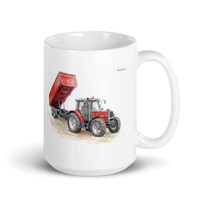 Furrow & Fields 11 oz Massey Ferguson 6180 Watercolor | White Glossy Mug Quality Farmers Merch