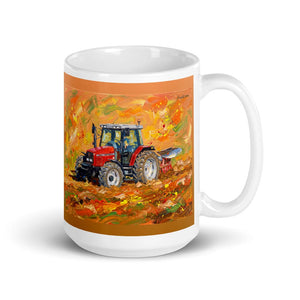 Furrow & Fields 11 oz Massey Ferguson 6255 Splash Art | White Glossy Mug Quality Farmers Merch