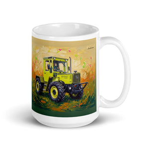 Furrow & Fields 11 oz Mercedes-Benz MB-trac 1100 Splash Art | White Glossy Mug Quality Farmers Merch