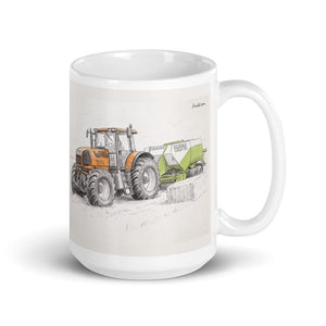 Furrow & Fields 11 oz Renault Atles 926 RZ Pencil Sketch | White Glossy Mug Quality Farmers Merch