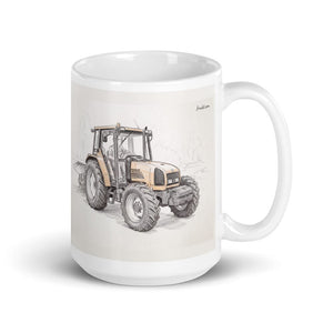Furrow & Fields 11 oz Renault Ceres 340X Pencil Sketch | White Glossy Mug Quality Farmers Merch