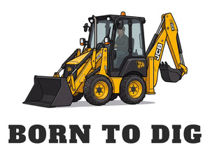 Furrow & Fields Baby Bodysuit Baby JCB 1CX Digger Bodysuit – Born to Dig Quality Farmers Merch