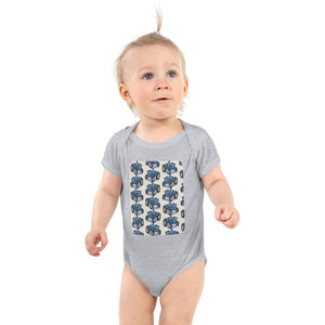 Furrow & Fields Baby Bodysuit Heather / 12 months Baby Ford 5000 Tractor Bodysuit – Cream Pattern Quality Farmers Merch