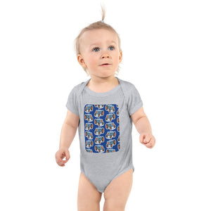 Furrow & Fields Baby Bodysuit Heather / 12 months Baby Fordson Major Tractor Bodysuit – Blue Pattern Quality Farmers Merch