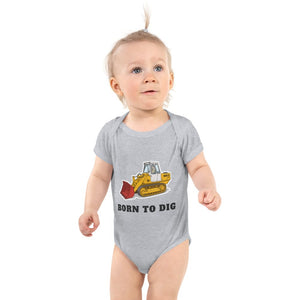 Furrow & Fields Baby Bodysuit Heather / 12 months Baby JCB 112 Digger Bodysuit – Born to Dig Quality Farmers Merch
