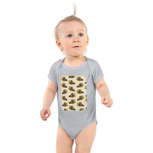 Furrow & Fields Baby Bodysuit Heather / 12 months Baby JCB 1CX Digger Bodysuit – Cream Pattern Quality Farmers Merch