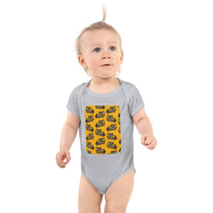 Furrow & Fields Baby Bodysuit Heather / 12 months Baby JCB 3CX Sitemaster Plus Digger Bodysuit – Yellow Pattern Quality Farmers Merch