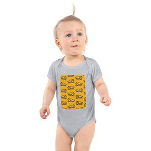 Furrow & Fields Baby Bodysuit Heather / 12 months Baby JCB 806 Digger Bodysuit – Yellow Pattern Quality Farmers Merch