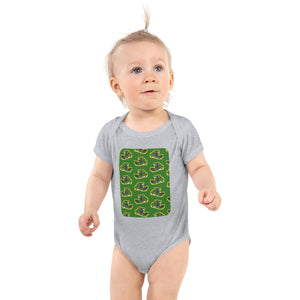 Furrow & Fields Baby Bodysuit Heather / 12 months Baby John Deere 1085 Combine Bodysuit – Green Pattern Quality Farmers Merch