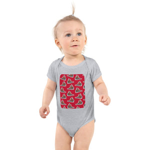 Furrow & Fields Baby Bodysuit Heather / 12 months Baby Massey Ferguson 1200 Tractor Bodysuit – Red Pattern Quality Farmers Merch