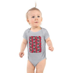 Furrow & Fields Baby Bodysuit Heather / 12 months Baby Massey Ferguson 3075 Tractor Bodysuit – Red Pattern Quality Farmers Merch