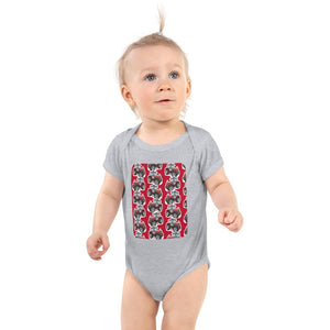 Furrow & Fields Baby Bodysuit Heather / 12 months Baby Massey Ferguson 690 Tractor Bodysuit – Red Pattern Quality Farmers Merch