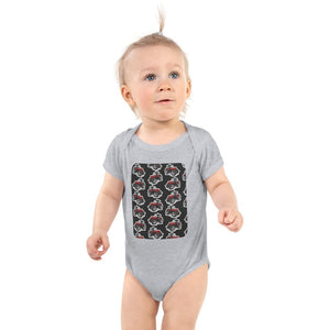 Furrow & Fields Baby Bodysuit Heather / 12 months Baby Massey Ferguson 7495 Tractor Bodysuit – Charcoal Pattern Quality Farmers Merch