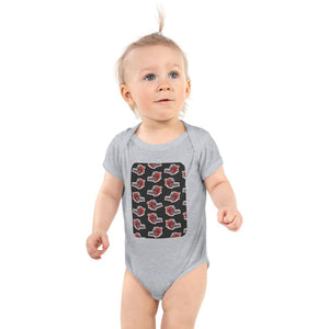 Furrow & Fields Baby Bodysuit Heather / 12 months Baby Massey Ferguson 760 Combine Bodysuit – Charcoal Pattern Quality Farmers Merch