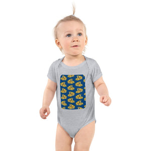 Furrow & Fields Baby Bodysuit Heather / 12 months Baby New Holland 8070 Combine Bodysuit – Blue Pattern Quality Farmers Merch